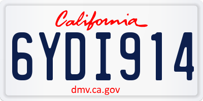 CA license plate 6YDI914