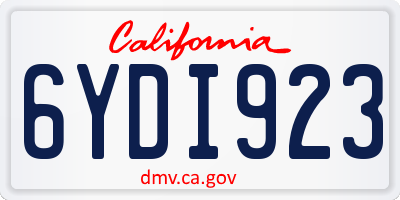 CA license plate 6YDI923