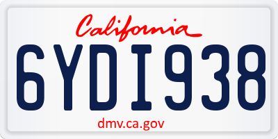 CA license plate 6YDI938