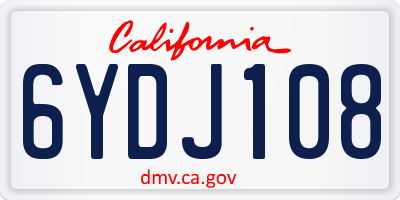 CA license plate 6YDJ108
