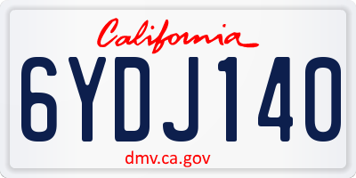CA license plate 6YDJ140