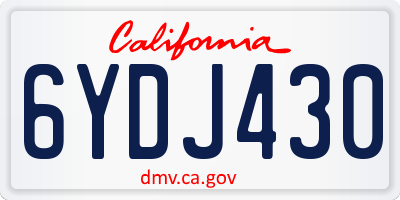 CA license plate 6YDJ430