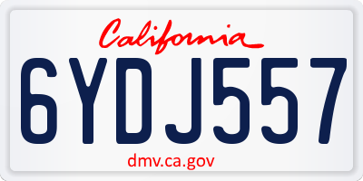 CA license plate 6YDJ557