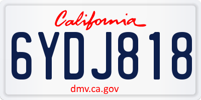 CA license plate 6YDJ818