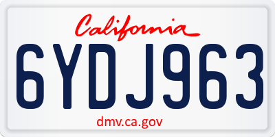 CA license plate 6YDJ963
