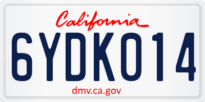 CA license plate 6YDK014
