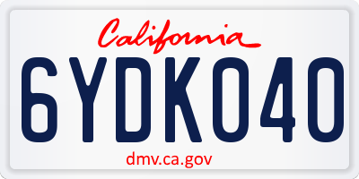 CA license plate 6YDK040