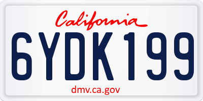 CA license plate 6YDK199