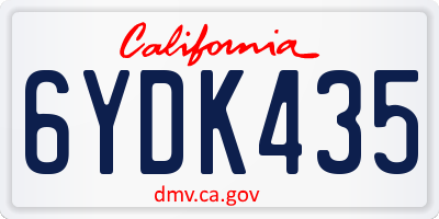 CA license plate 6YDK435