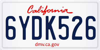 CA license plate 6YDK526