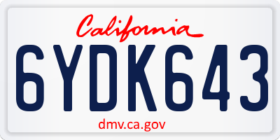 CA license plate 6YDK643