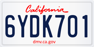 CA license plate 6YDK701