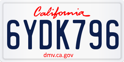 CA license plate 6YDK796
