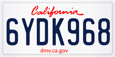 CA license plate 6YDK968