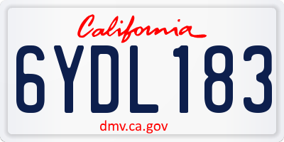 CA license plate 6YDL183