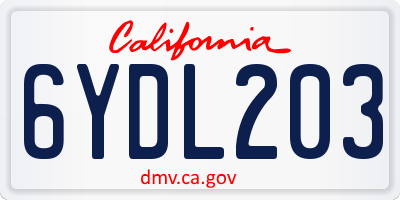 CA license plate 6YDL203