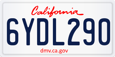 CA license plate 6YDL290