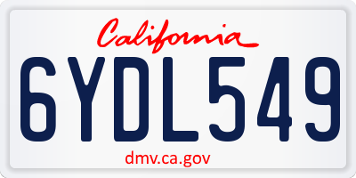 CA license plate 6YDL549