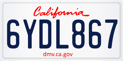 CA license plate 6YDL867