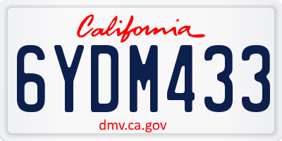 CA license plate 6YDM433