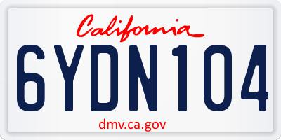 CA license plate 6YDN104