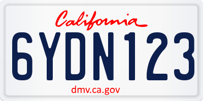 CA license plate 6YDN123