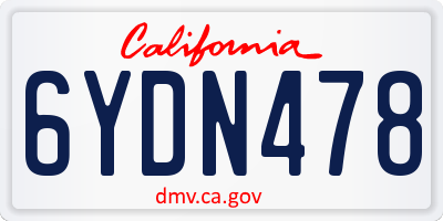 CA license plate 6YDN478