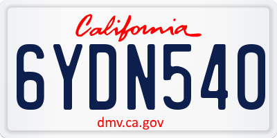 CA license plate 6YDN540