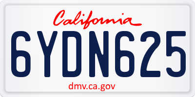 CA license plate 6YDN625