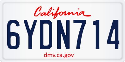 CA license plate 6YDN714