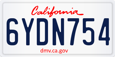 CA license plate 6YDN754