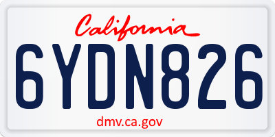 CA license plate 6YDN826