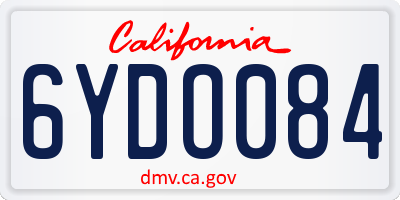 CA license plate 6YDO084