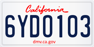 CA license plate 6YDO103