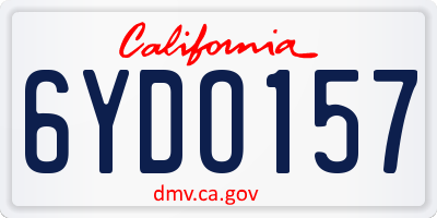 CA license plate 6YDO157