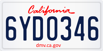CA license plate 6YDO346