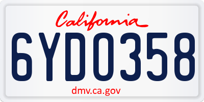 CA license plate 6YDO358