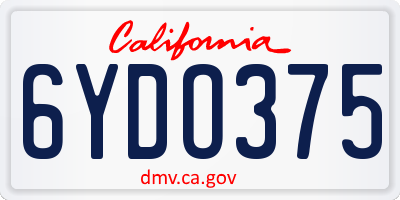 CA license plate 6YDO375