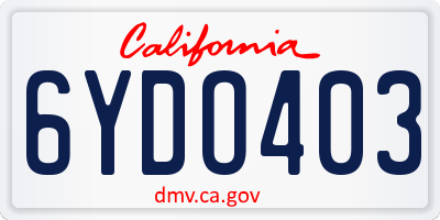 CA license plate 6YDO403