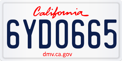 CA license plate 6YDO665