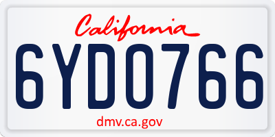 CA license plate 6YDO766