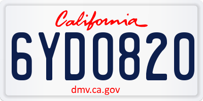 CA license plate 6YDO820