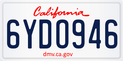 CA license plate 6YDO946