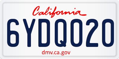 CA license plate 6YDQ020