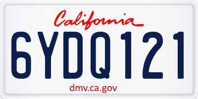 CA license plate 6YDQ121