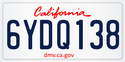 CA license plate 6YDQ138