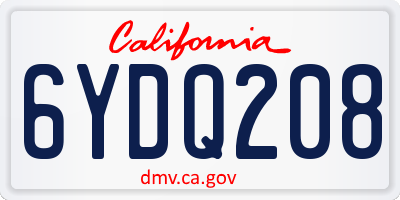CA license plate 6YDQ208