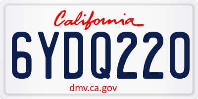 CA license plate 6YDQ220