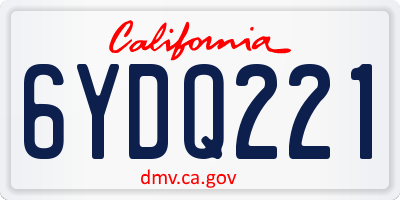 CA license plate 6YDQ221