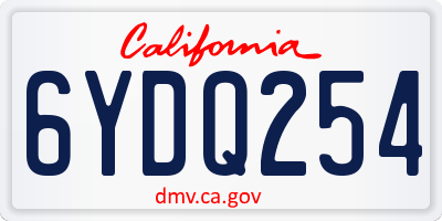 CA license plate 6YDQ254